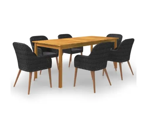 Sodo Valgomojo Komplektas, 7 Dalių, Juodas (147877+3X44153)