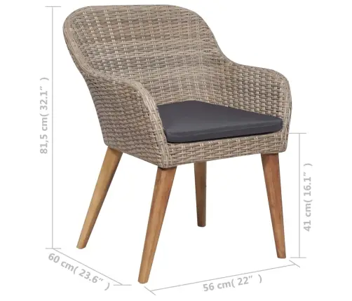 7-Osaline Aiamööbli Komplekt, Pruun