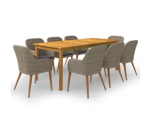 9-Daļīgs Dārza Mēbeļu Komplekts, Brūns Vidaxl