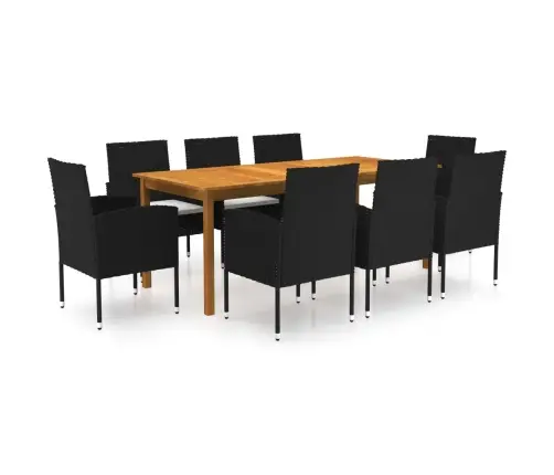 9-Daļīgs Dārza Mēbeļu Komplekts, Melns Vidaxl