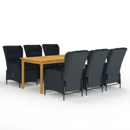7-Osaline Aiamööbli Söögikomplekt, Tumehall