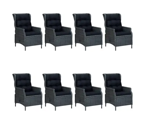 9-Daļīgs Dārza Mēbeļu Komplekts, Tumši Pelēks Vidaxl