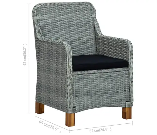 9-Osaline Aiamööbli Söögikomplekt, Helehall