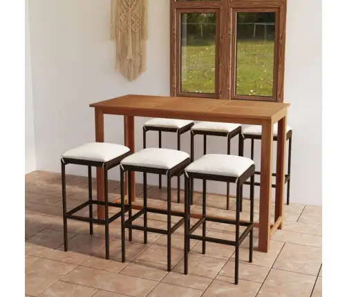 Sodo Baro Baldų Komplektas Su Pagalvėlėmis, 7 Dalių, Rudas