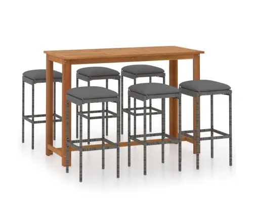 Sodo Baro Baldų Komplektas Su Pagalvėlėmis, 7 Dalių, Pilkas