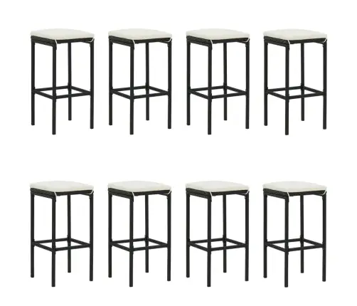 9-Daļīgs Dārza Bāra Mēbeļu Komplekts Ar Matračiem, Melns Vidaxl