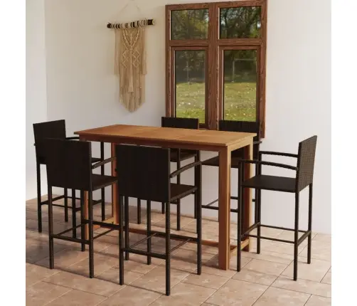 7-Daļīgs Dārza Bāra Mēbeļu Komplekts, Brūns Vidaxl