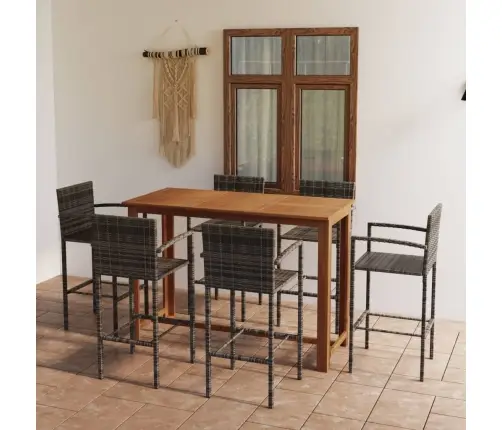 7-Daļīgs Dārza Bāra Mēbeļu Komplekts, Pelēks Vidaxl