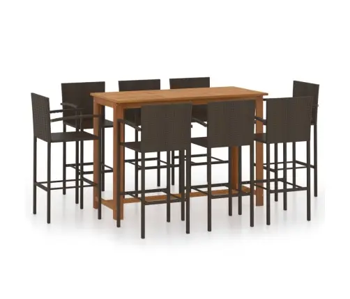9-Daļīgs Dārza Bāra Mēbeļu Komplekts, Brūns Vidaxl