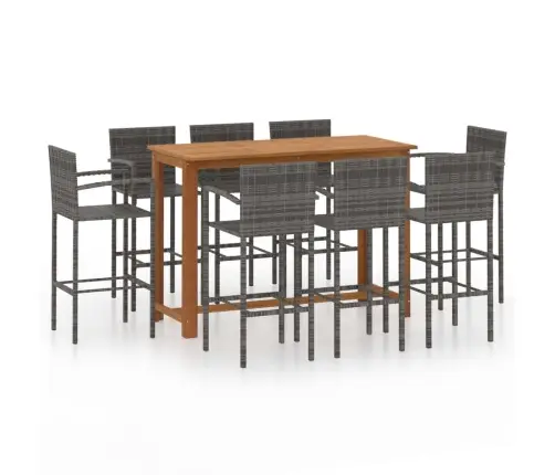 Sodo Baro Baldų Komplektas, 9 Dalių, Pilkas (246665+2X313456)