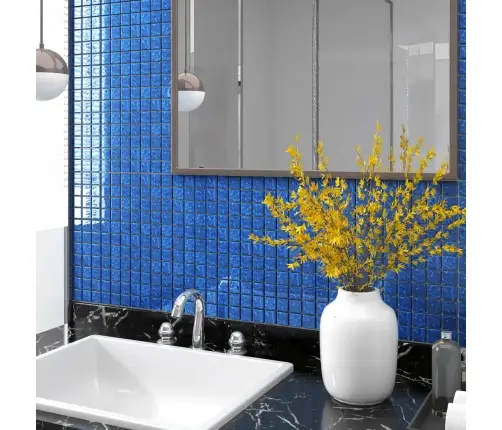 Mozaīkas Flīzes, 11 Gab., Zilas, 30X30 Cm, Stikls Vidaxl