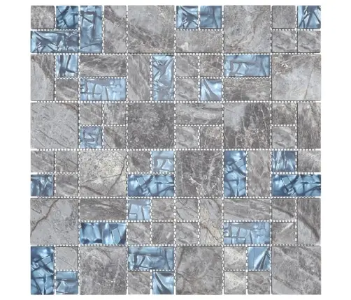 Mozaīkas Flīzes, 22 Gab., Pelēkzilas, 30X30 Cm, Stikls Vidaxl