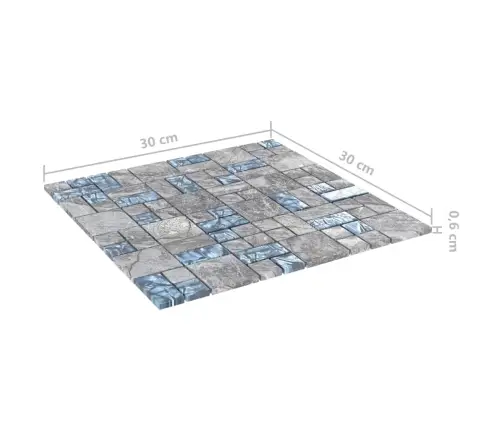 Mozaīkas Flīzes, 22 Gab., Pelēkzilas, 30X30 Cm, Stikls Vidaxl