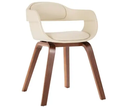 Virtuves Krēsls, Izliekts Koks, Balta Mākslīgā Āda Vidaxl