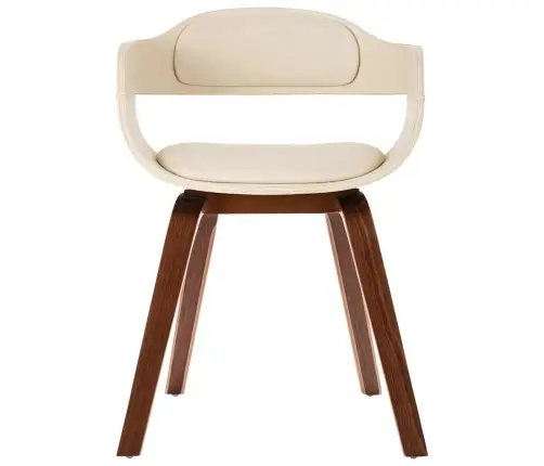 Virtuves Krēsls, Izliekts Koks, Balta Mākslīgā Āda Vidaxl