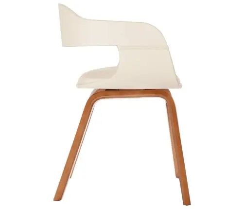 Virtuves Krēsls, Izliekts Koks, Balta Mākslīgā Āda Vidaxl