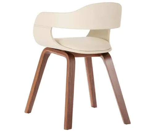 Virtuves Krēsls, Izliekts Koks, Balta Mākslīgā Āda Vidaxl