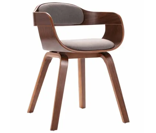 Virtuves Krēsls, Izliekts Koks, Pelēkbrūns Audums Vidaxl