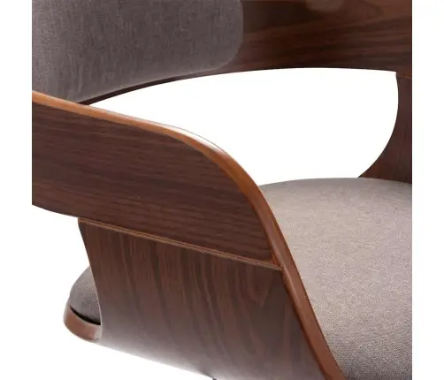 Virtuves Krēsls, Izliekts Koks, Pelēkbrūns Audums Vidaxl