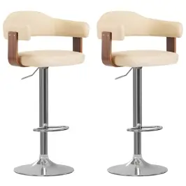 Baaripukid 2 Tk, Kreemjasvalge, Painutatud Puit Ja Kunstnahk