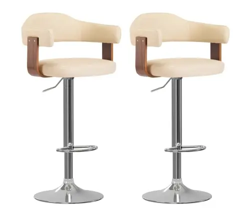 Bāra Krēsli, 2 Gab., Izliekts Koks, Krēmkrāsas Mākslīgā Āda Vidaxl