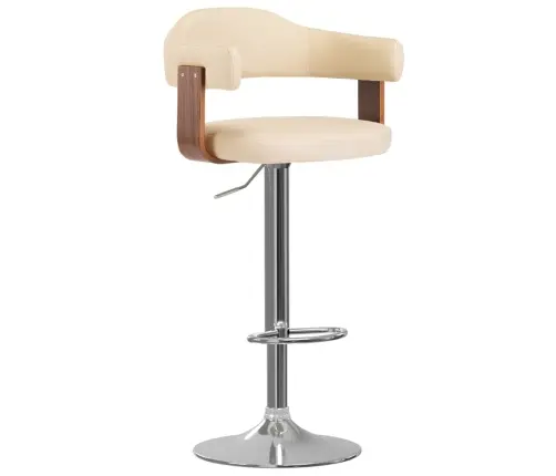 Bāra Krēsli, 2 Gab., Izliekts Koks, Krēmkrāsas Mākslīgā Āda Vidaxl