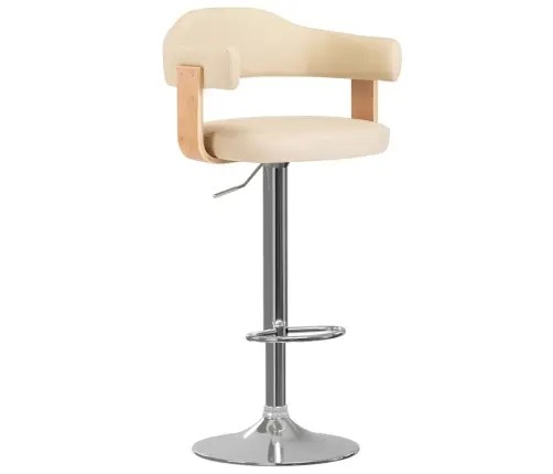 Bāra Krēsli, 2 Gab., Izliekts Koks, Krēmkrāsas Mākslīgā Āda Vidaxl