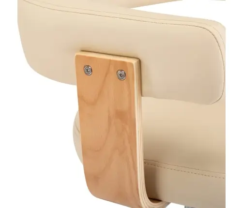 Bāra Krēsli, 2 Gab., Izliekts Koks, Krēmkrāsas Mākslīgā Āda Vidaxl