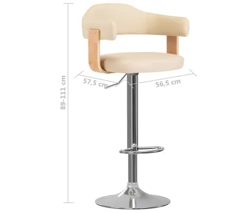 Bāra Krēsli, 2 Gab., Izliekts Koks, Krēmkrāsas Mākslīgā Āda Vidaxl