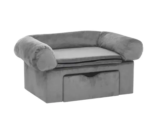 Suņu Dīvāns Ar Atvilktni, Pelēks, 75X50X38 Cm, Plīšs Vidaxl