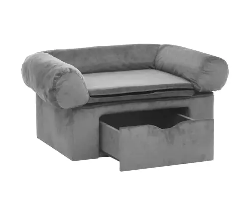 Suņu Dīvāns Ar Atvilktni, Pelēks, 75X50X38 Cm, Plīšs Vidaxl