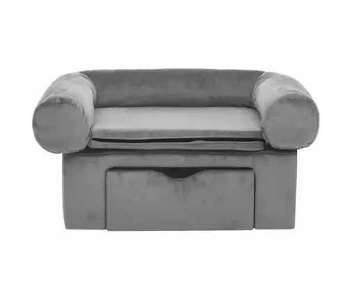 Suņu Dīvāns Ar Atvilktni, Pelēks, 75X50X38 Cm, Plīšs Vidaxl