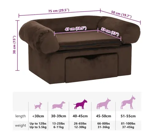 Lova Šunims Su Stalčiumi, Rudos Spalvos, 75X50X38cm Pliušas
