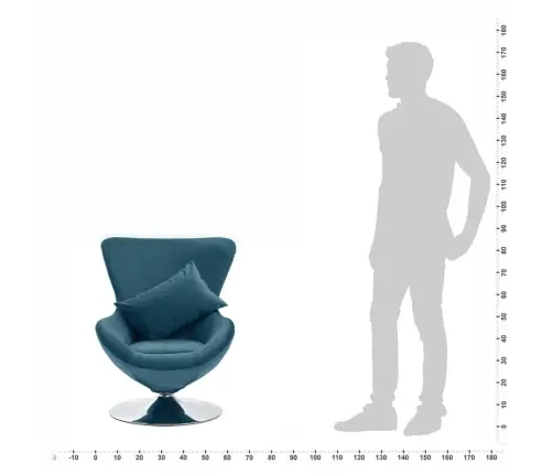 Pöörlev Munakujuline Tool Padjaga, Sinine, Samet