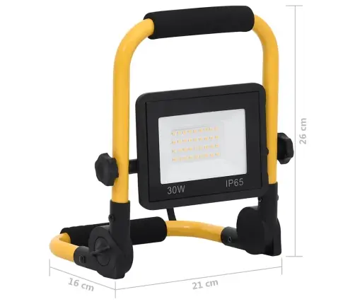 Led Prožektors Ar Rokturi, 30 W, Silti Balta Gaisma Vidaxl