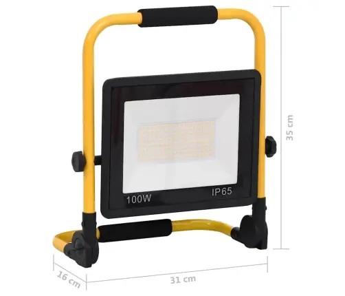 Led Prožektors Ar Rokturi, 100 W, Silti Balta Gaisma Vidaxl