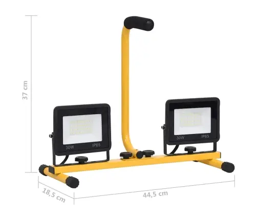 Led Prožektors Ar Rokturi, 2X30 W, Silti Balta Gaisma Vidaxl