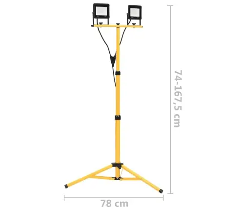 Led Prožektors Ar Statīvu, 2X20 W, Silti Balta Gaisma Vidaxl