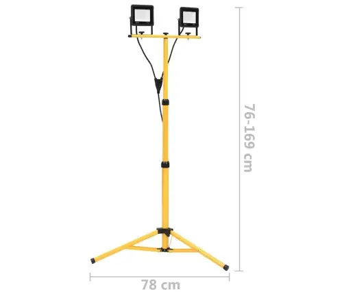 Led Prožektors Ar Statīvu, 2X30 W, Vēsi Balta Gaisma Vidaxl