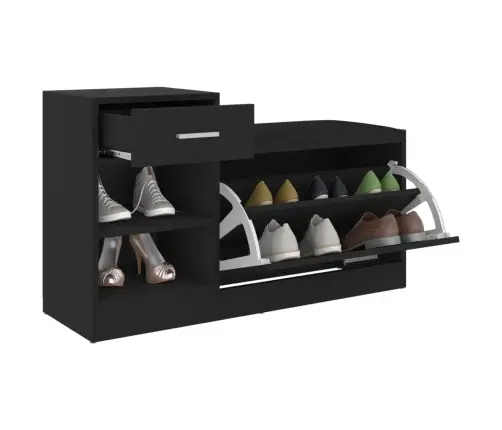 Apavu Plaukts, Melns, 94,5X31X57 Cm, Inženierijas Koks Vidaxl