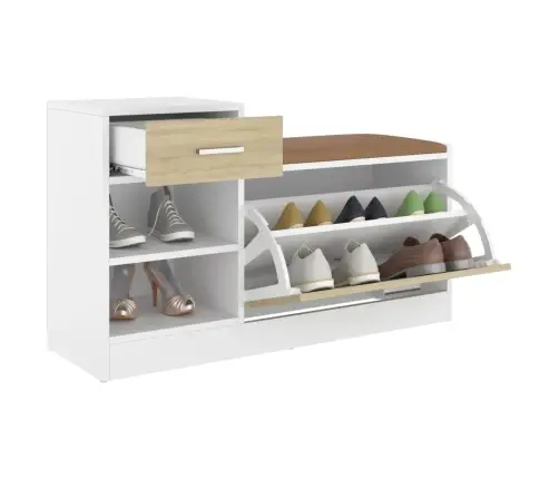 Apavu Plaukts, Balts, Ozolkoka, 94,5X31X57Cm, Inženierijas Koks Vidaxl