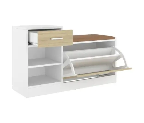 Apavu Plaukts, Balts, Ozolkoka, 94,5X31X57Cm, Inženierijas Koks Vidaxl