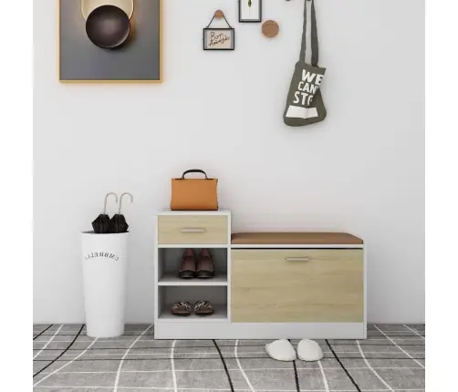 Apavu Plaukts, Balts, Ozolkoka, 94,5X31X57Cm, Inženierijas Koks Vidaxl