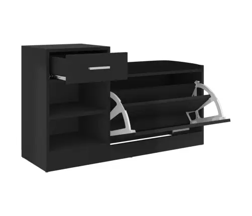 Apavu Plaukts, Spīdīgi Melns, 94,5X31X57 Cm, Inženierijas Koks Vidaxl