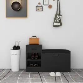 Apavu Plaukts, Spīdīgi Melns, 94,5X31X57 Cm, Inženierijas Koks Vidaxl