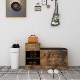 Batų Suoliukas, Dūminio Ąžuolo, 94,5X31X57cm Apdirbta Mediena