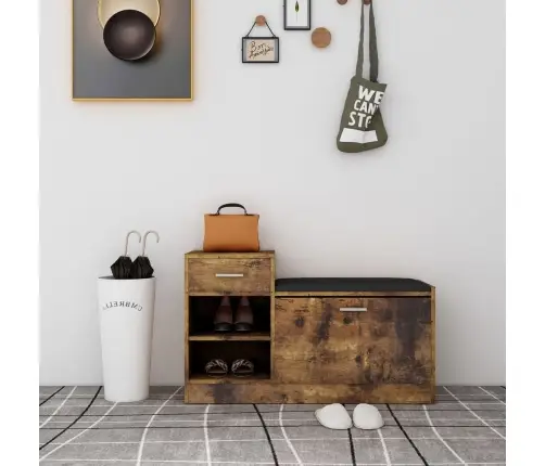 Batų Suoliukas, Dūminio Ąžuolo, 94,5X31X57cm Apdirbta Mediena