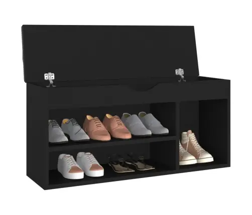 Apavu Plaukts Ar Matraci, Melns, 104X30X49Cm, Inženierijas Koks Vidaxl