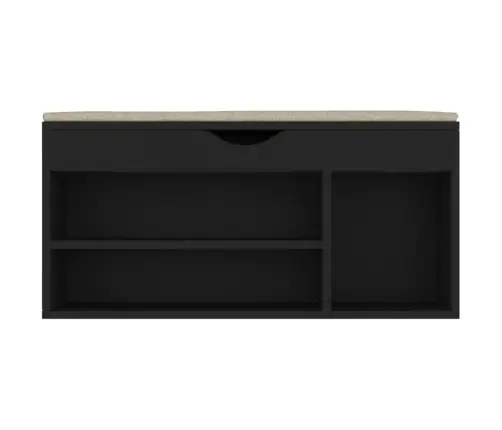 Apavu Plaukts Ar Matraci, Melns, 104X30X49Cm, Inženierijas Koks Vidaxl