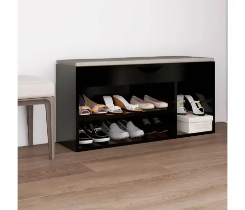 Apavu Plaukts Ar Matraci, Melns, 104X30X49Cm, Inženierijas Koks Vidaxl